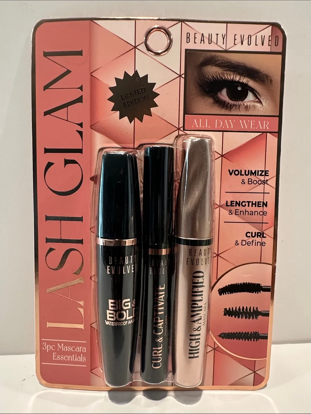 NWT Beauty Evolved All Day Wear (3) Set Bold Black Mascaras.